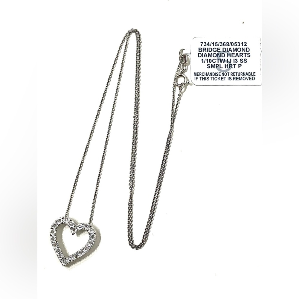 Sterling Silver 1/10ctw Diamond Heart Necklace 18”